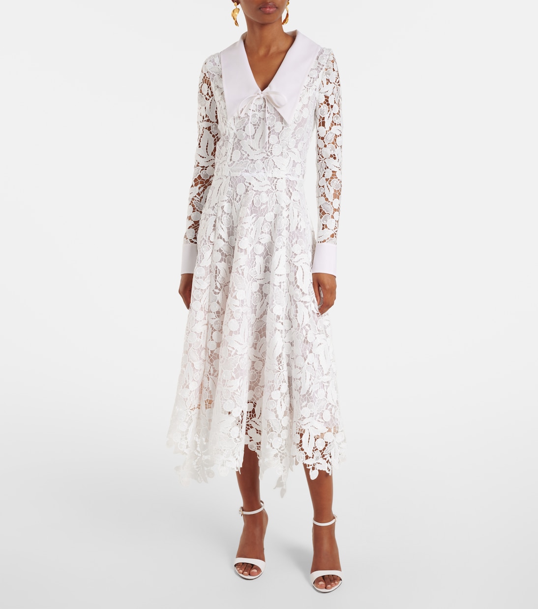 Vestido midi de encaje guipur | Oscar de la Renta