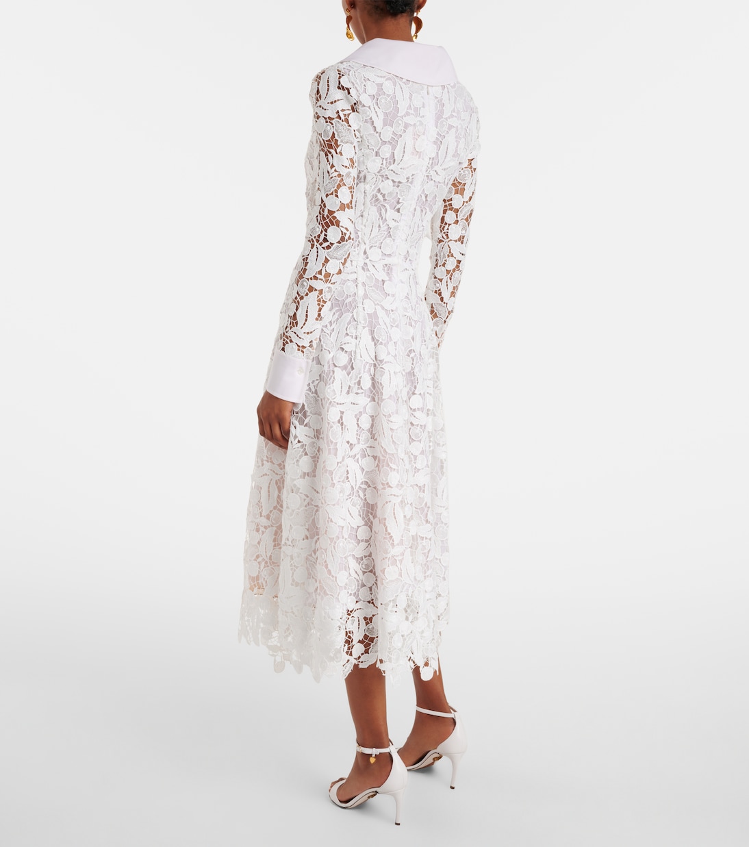 Vestido midi de encaje guipur | Oscar de la Renta