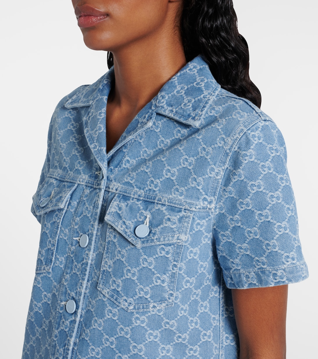 GG denim jacquard romper | Gucci