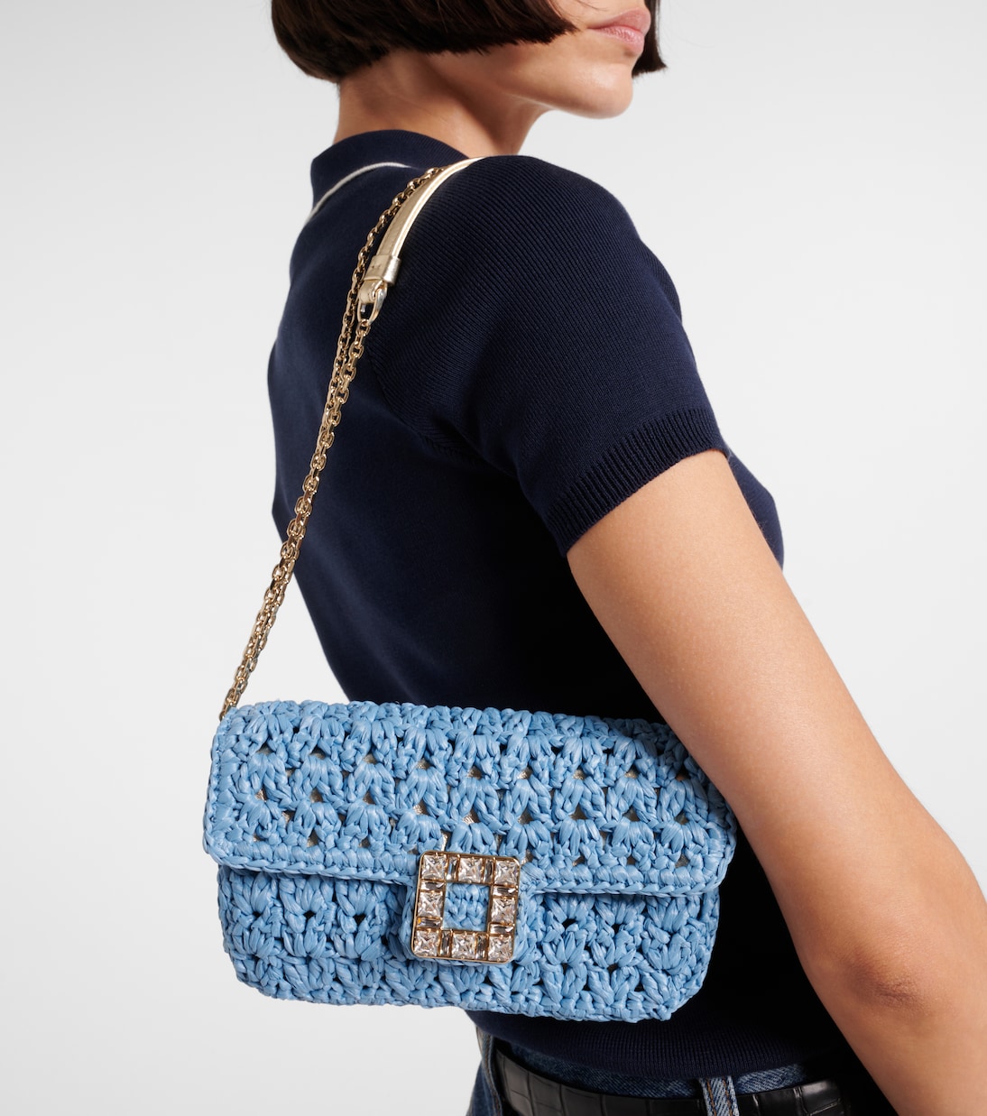 Clutch Jeu de Fille aus Raffiabast | Roger Vivier
