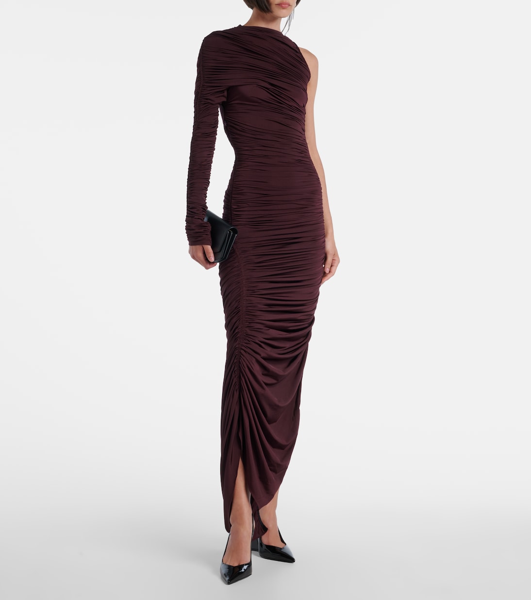 Ruched one-shoulder midi dress | Mugler