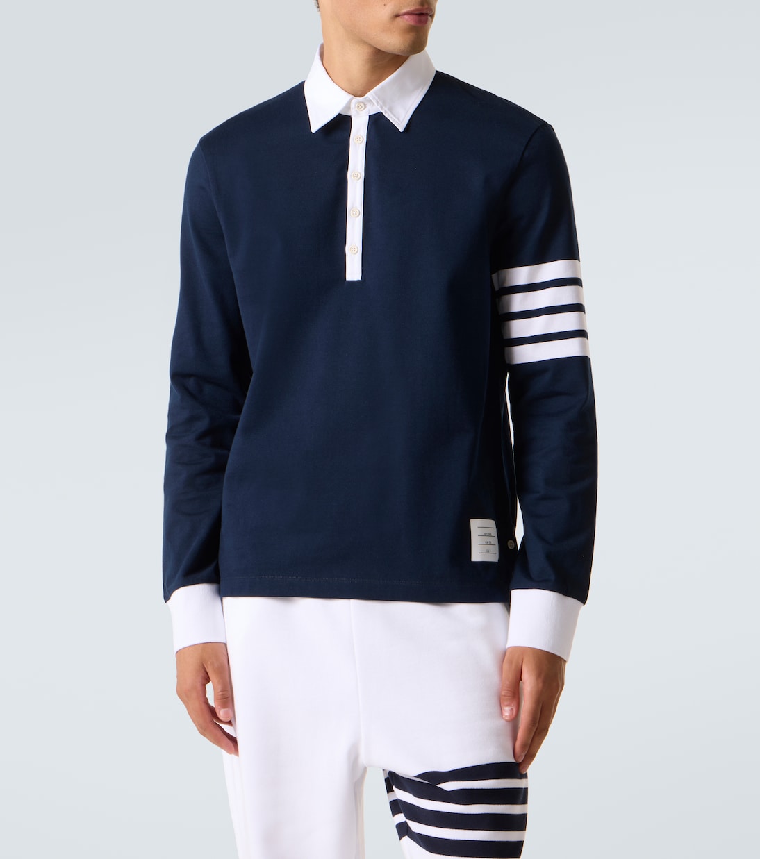 4-Bar棉质针织Polo衫式毛衣 | Thom Browne