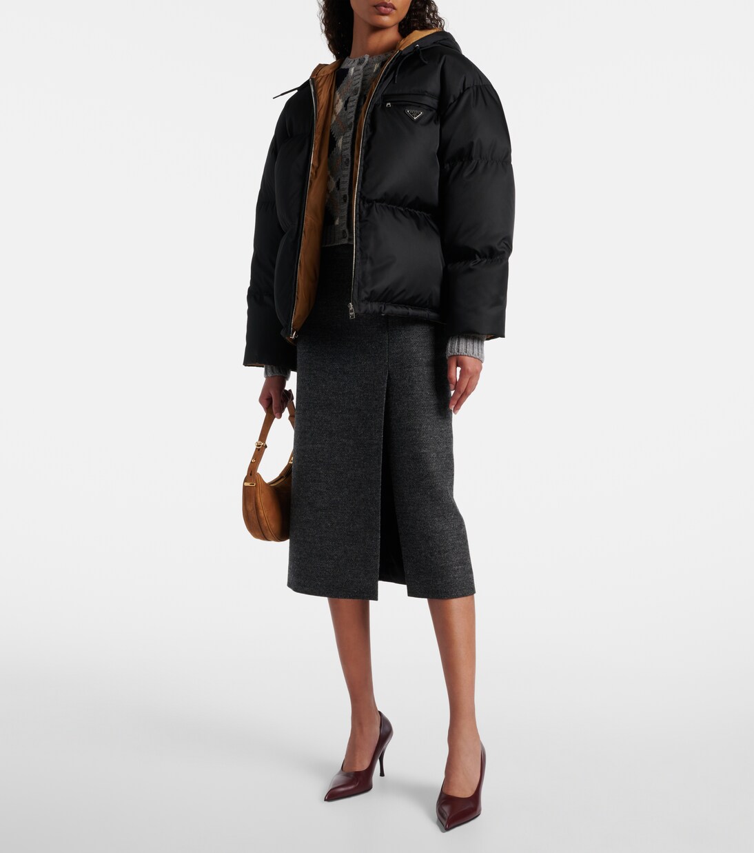 Re-nylon 로고 다운 재킷  | Prada