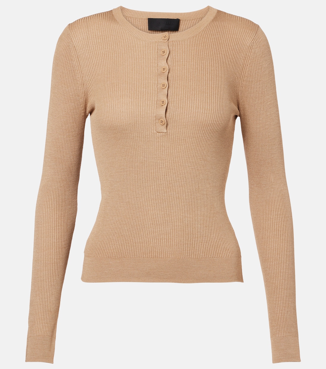 Kyrie ribbed-knit silk Henley shirt | Nili Lotan