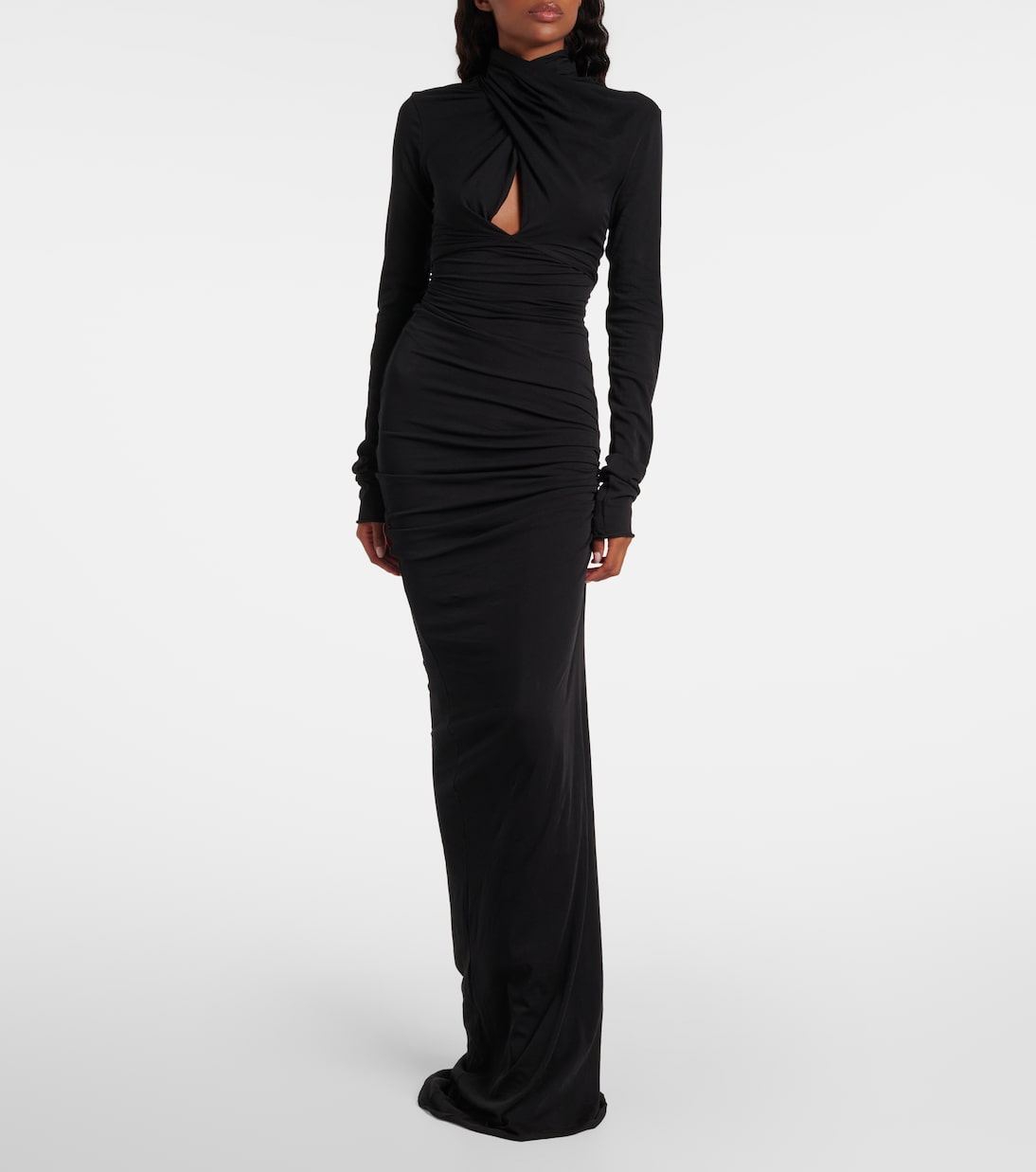 Draped cotton-blend jersey gown | Entire Studios
