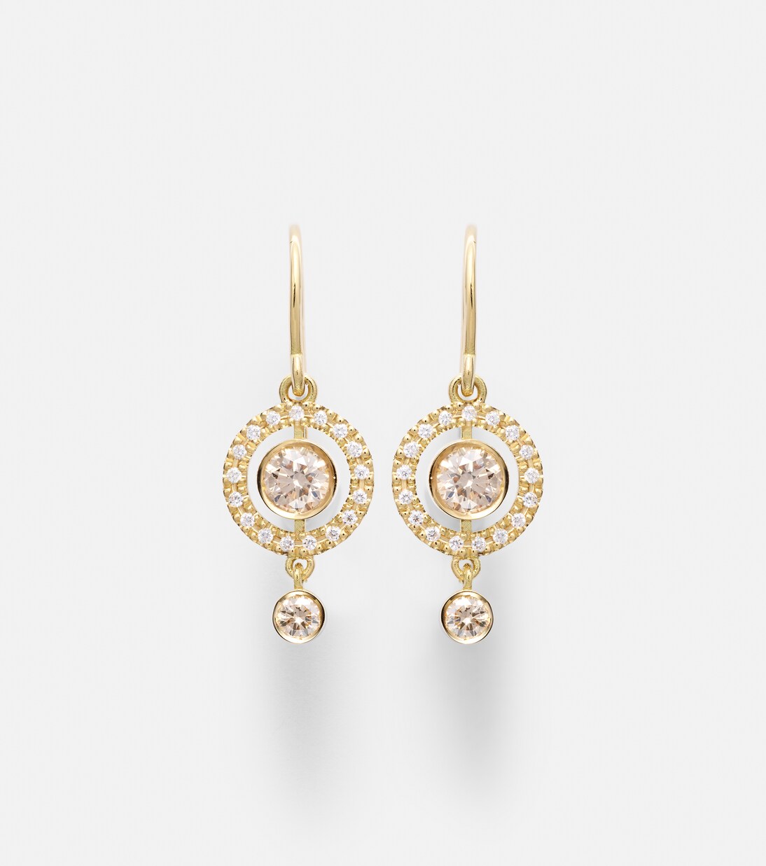 Orbit 18kt gold drop earrings with diamonds | Ileana Makri