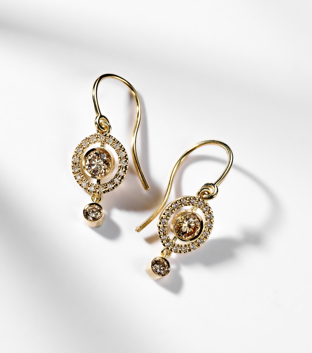 Orbit 18kt gold drop earrings with diamonds | Ileana Makri