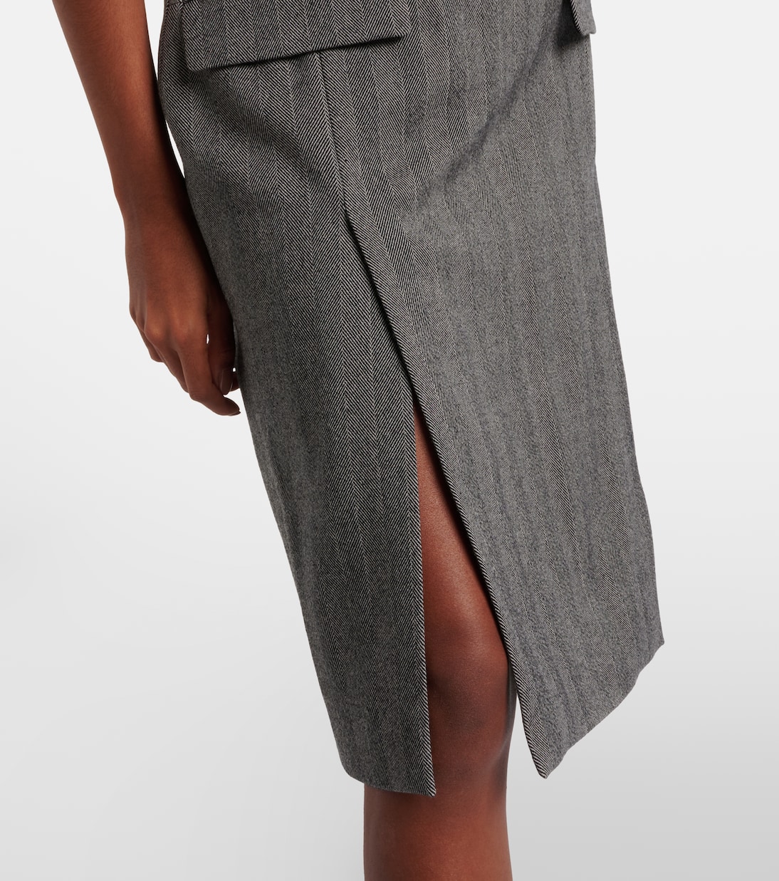 Chevron wool-blend midi dress | Ferragamo