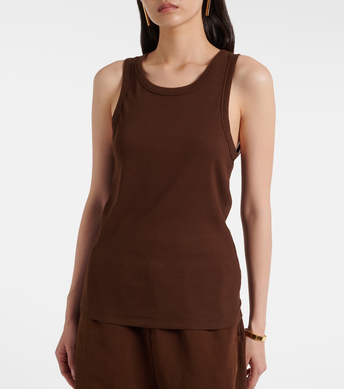 Ribbed-knit cotton-blend jersey tank top | Entire Studios