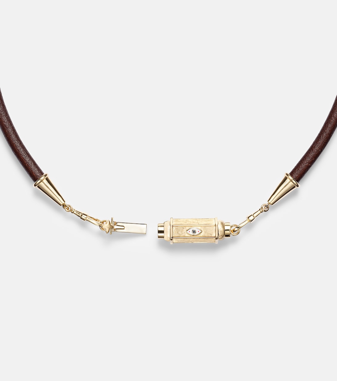 18kt gold and leather necklace with sapphires | Marie Lichtenberg