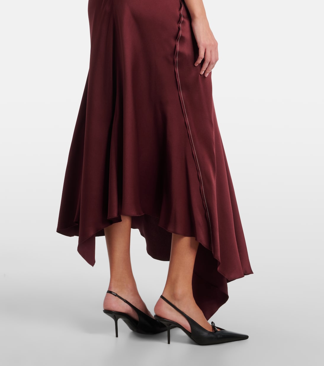 Abito midi asimmetrico in raso drappeggiato | Victoria Beckham