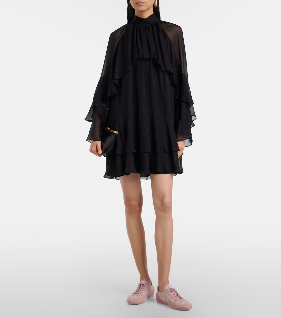 Sunny suede-trimmed lace sneakers | Jimmy Choo