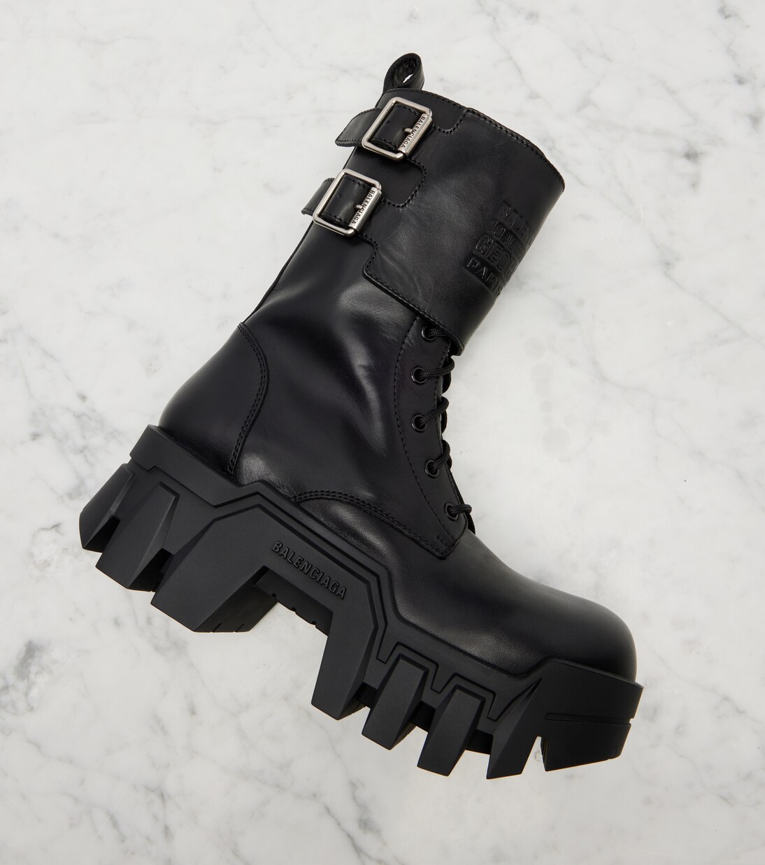 Bulldozer 25 leather platform combat boots | Balenciaga