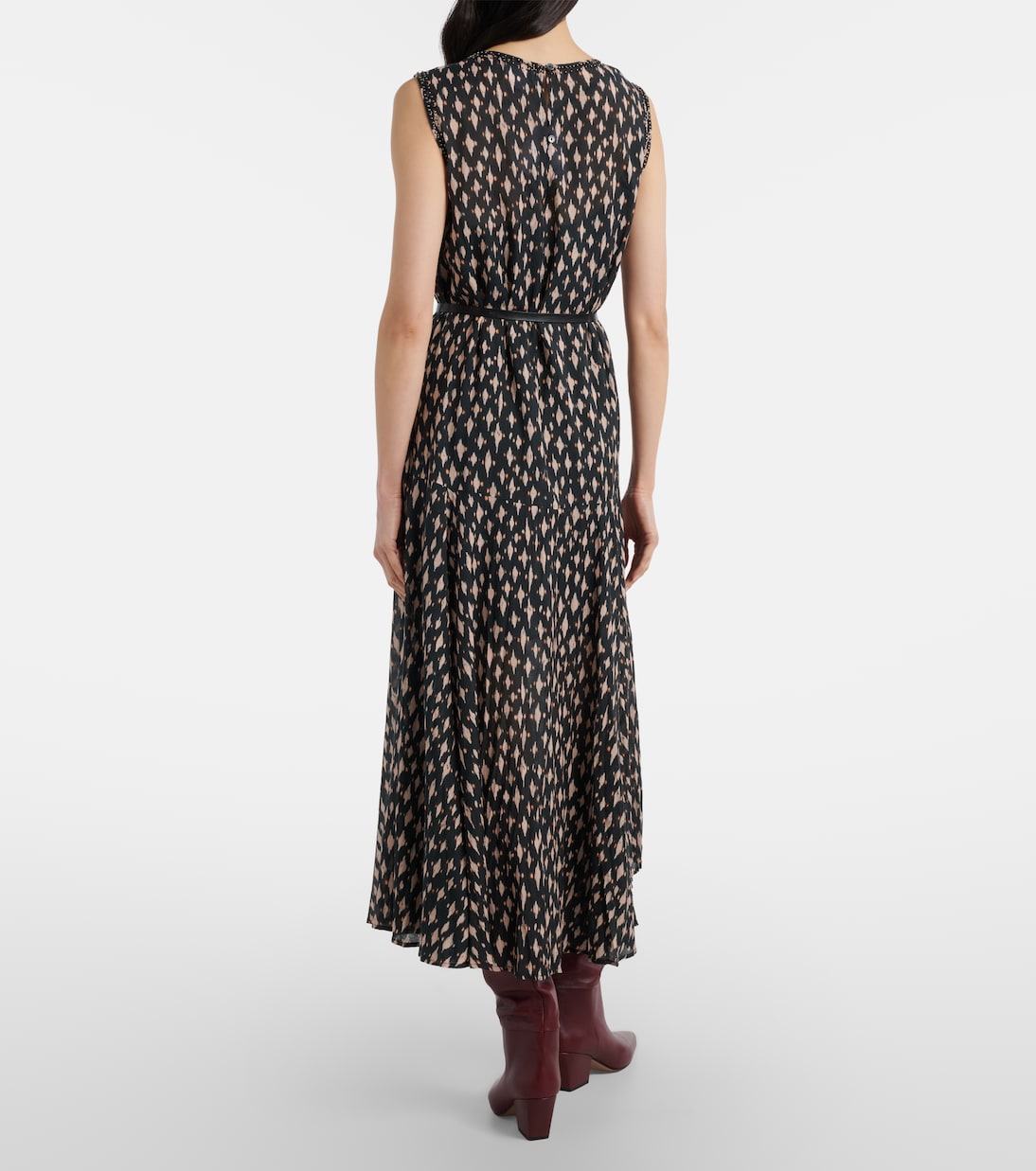 Kaitlyn beaded cotton-blend midi dress | Velvet