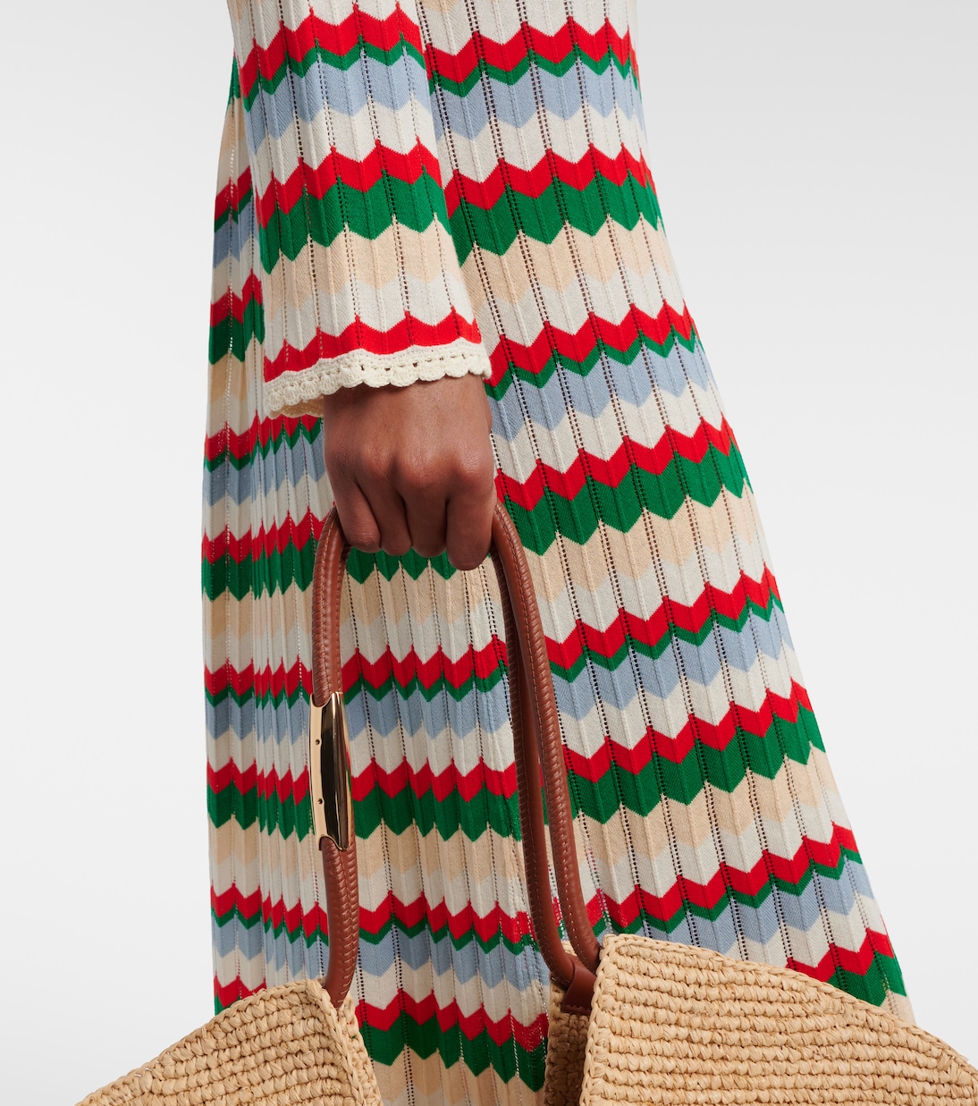 Lucila knitted chevron cotton maxi dress | Rixo