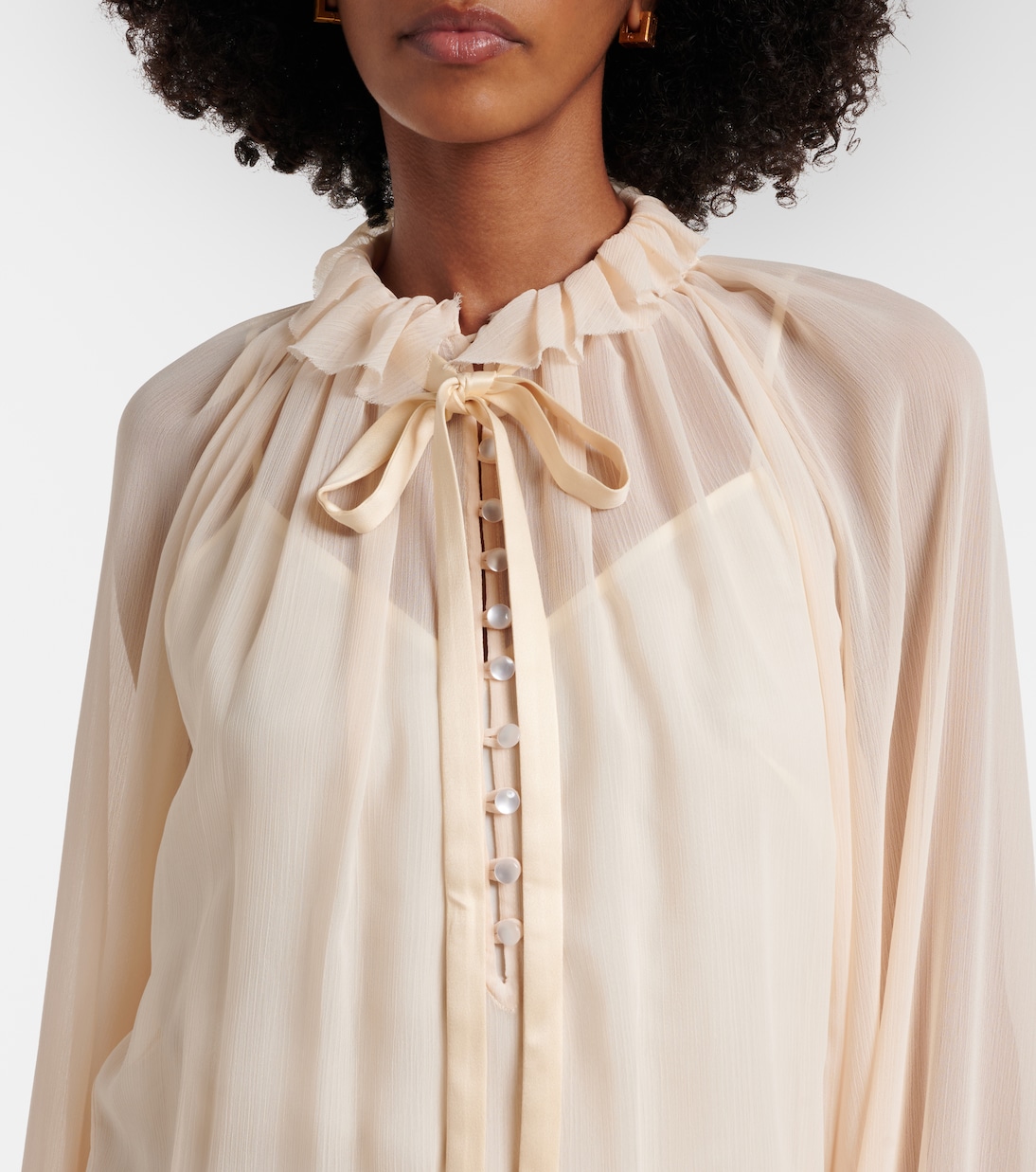 Shirred tie-neck maxi dress | Xu Zhi