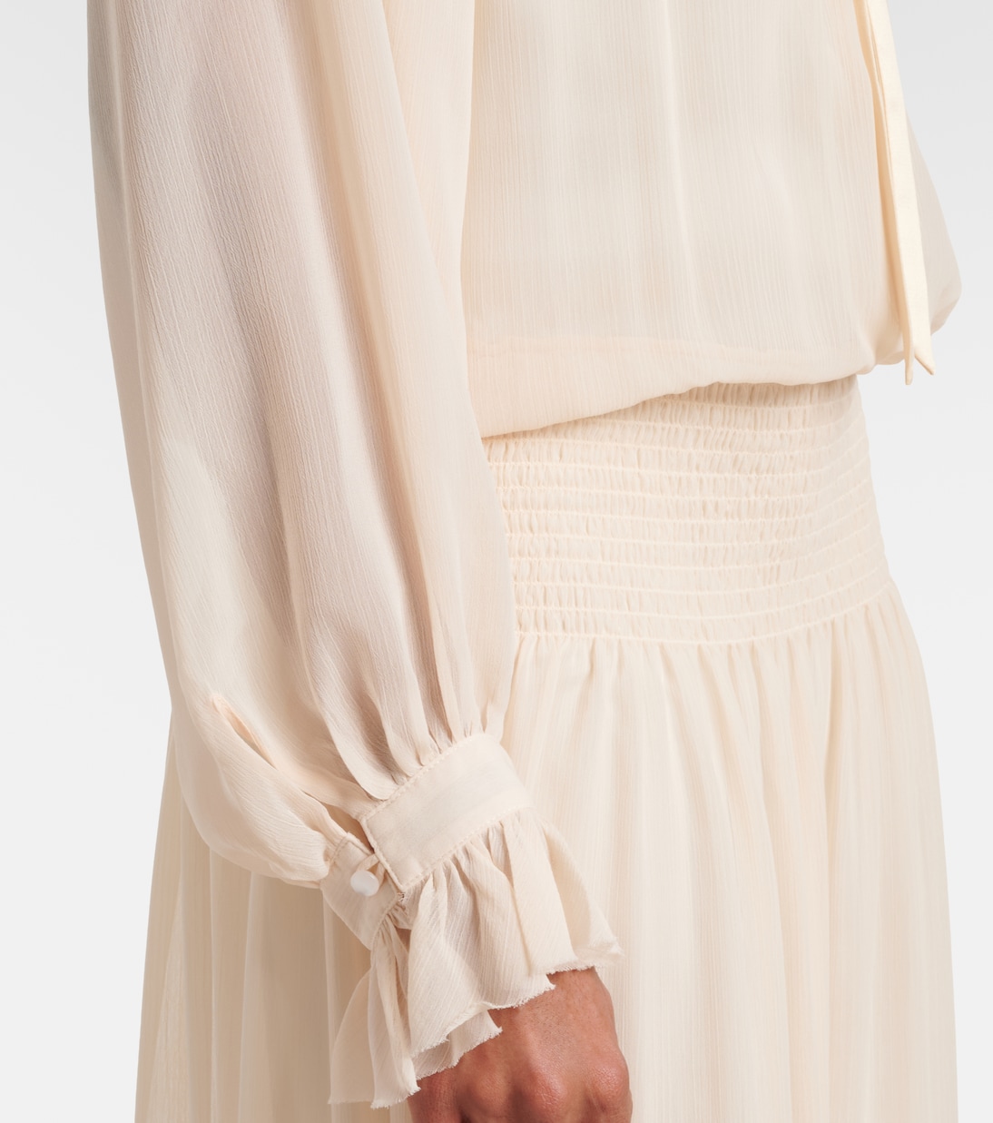 Shirred tie-neck maxi dress | Xu Zhi