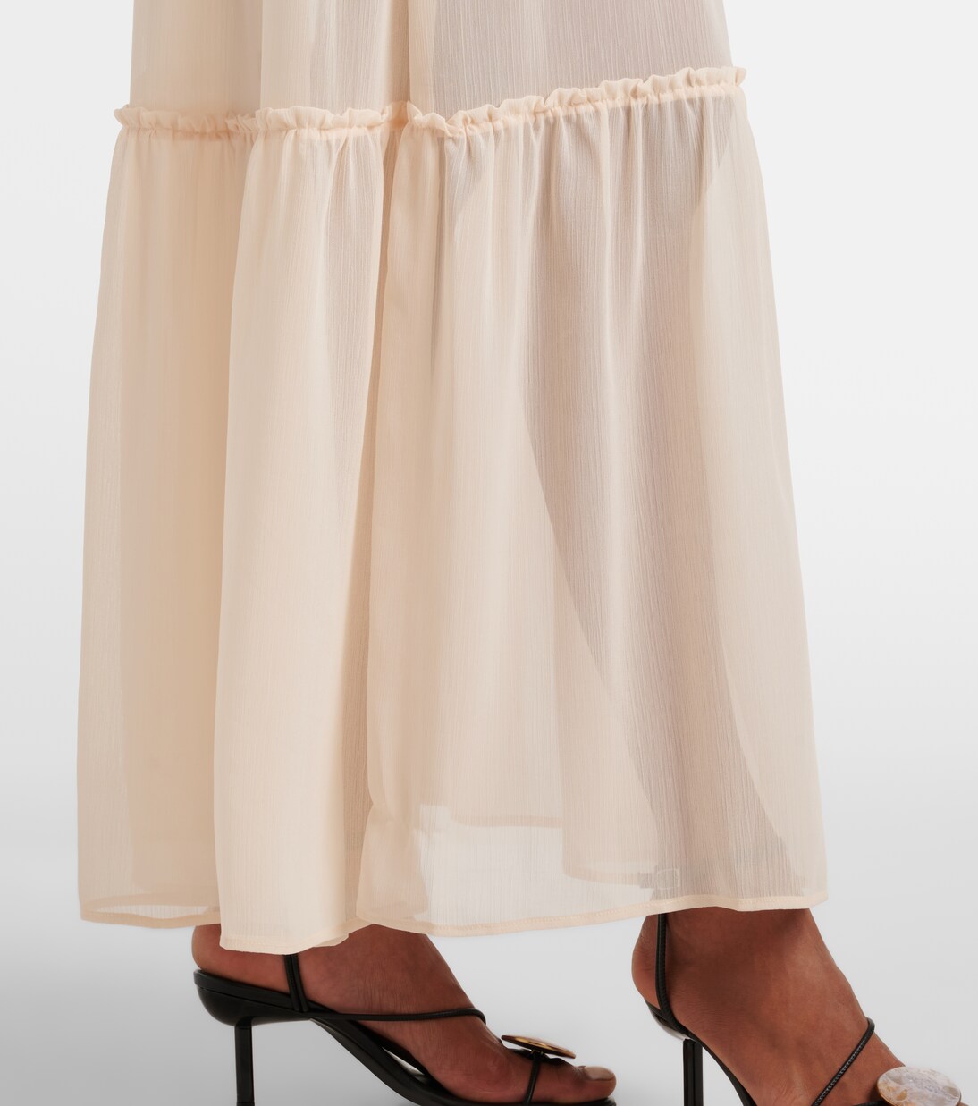 Shirred tie-neck maxi dress | Xu Zhi