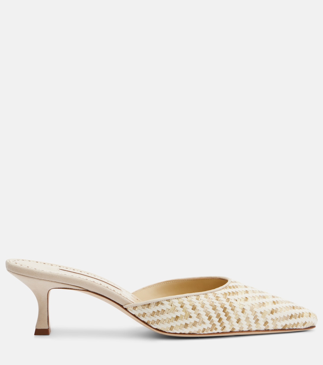 Carolyne leather-trimmed woven mules | Manolo Blahnik