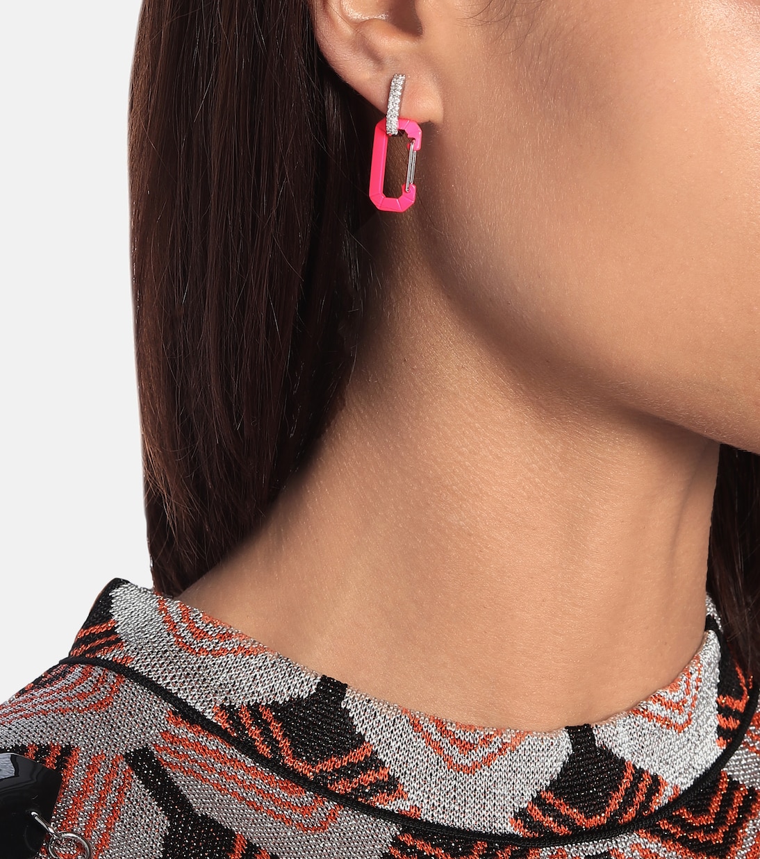 Small Chiara 18kt white gold and diamond single earring in pink Eera Mytheresa