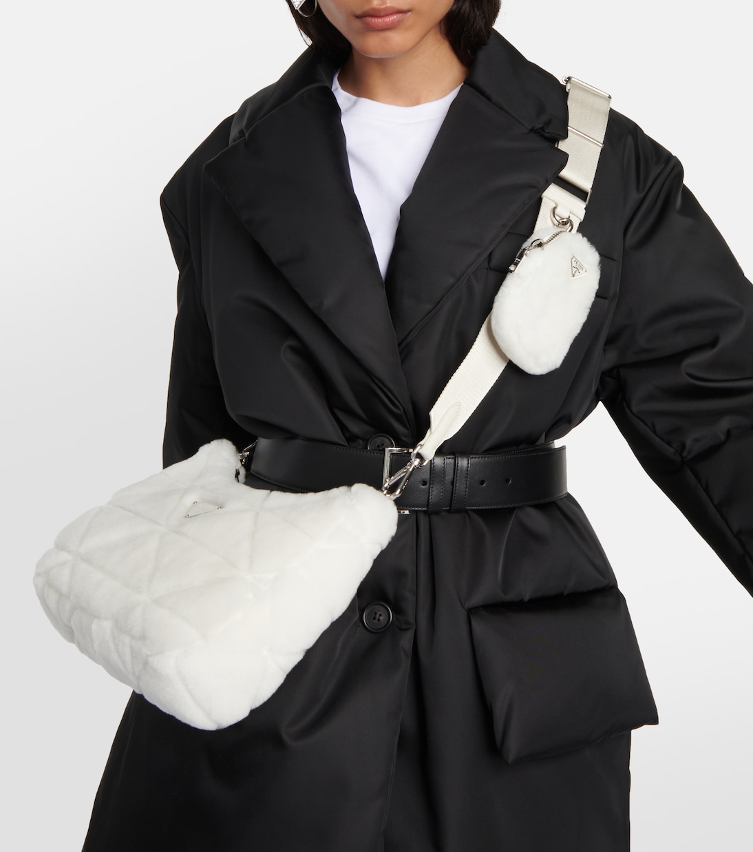Borsa a spalla Re-Edition 2000 in shearling | Prada