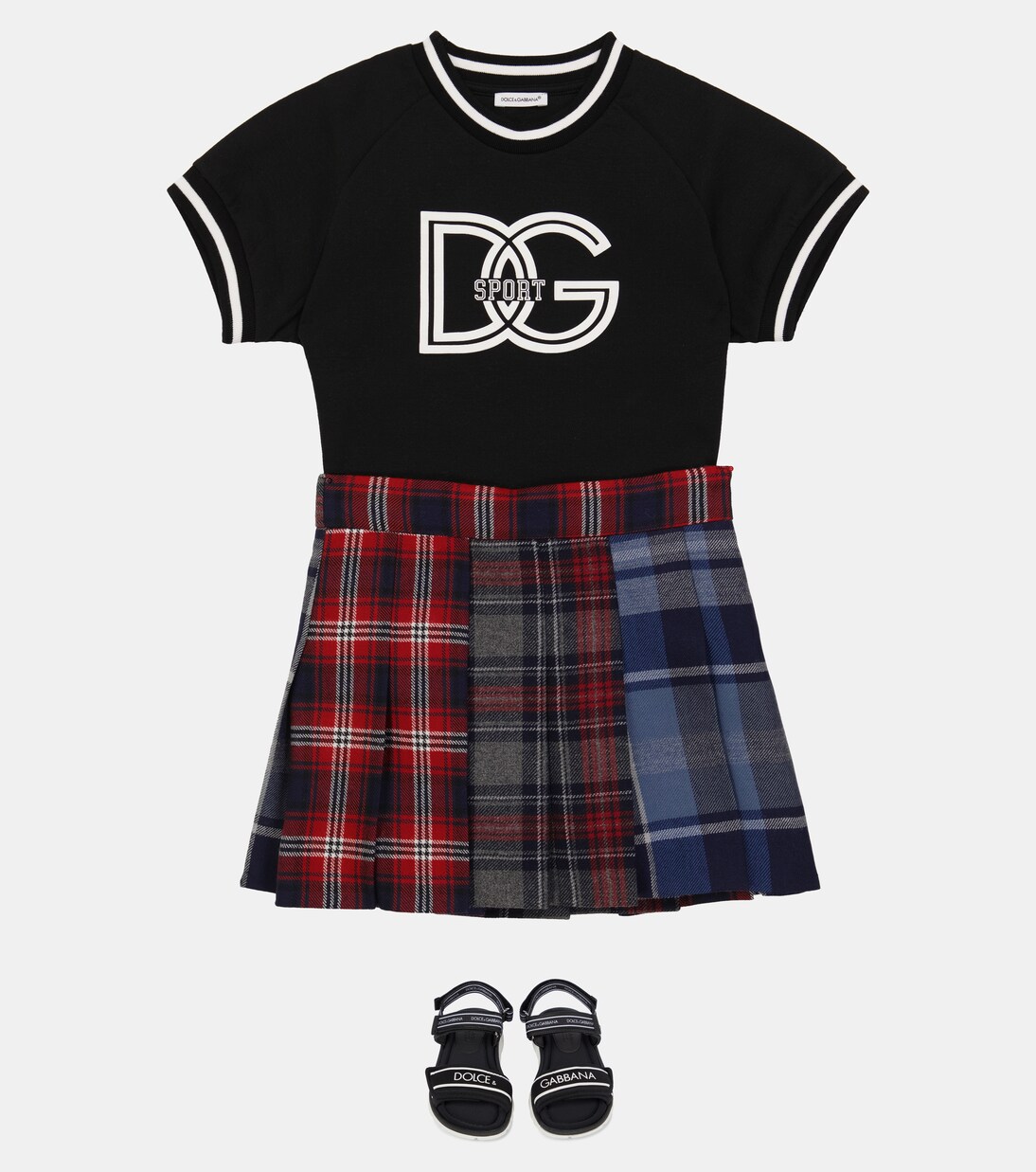 Mini-jupe en laine mélangée à carreaux | Dolce&Gabbana Kids