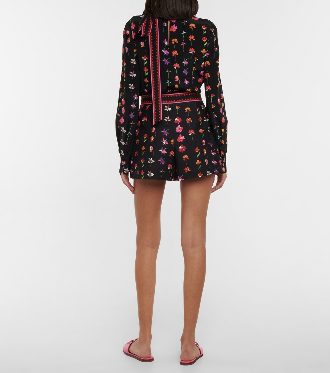 Shorts in misto lana con stampa floreale | Valentino