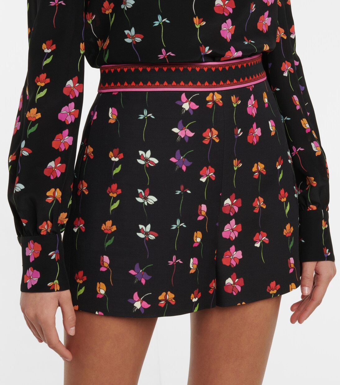 Shorts in misto lana con stampa floreale | Valentino