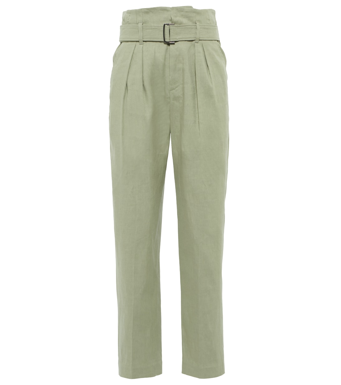High-rise linen-blend paperbag pants | Brunello Cucinelli