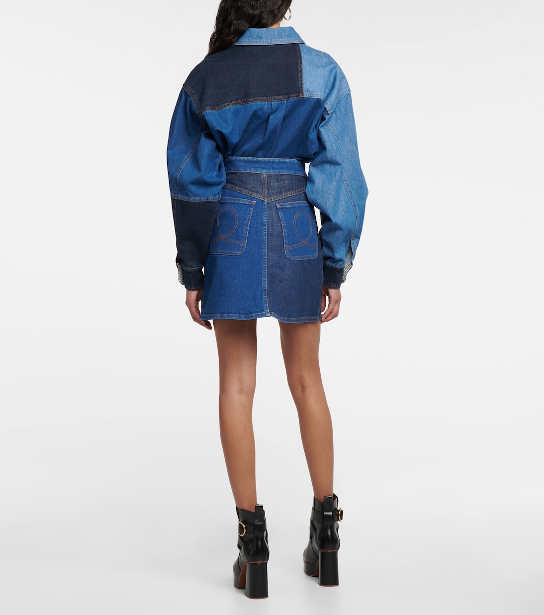 Patchwork denim miniskirt | See By Chloé