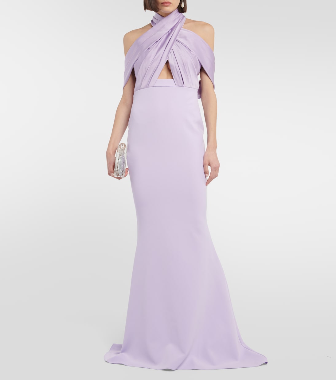 Louella crêpe and satin halterneck gown | Safiyaa