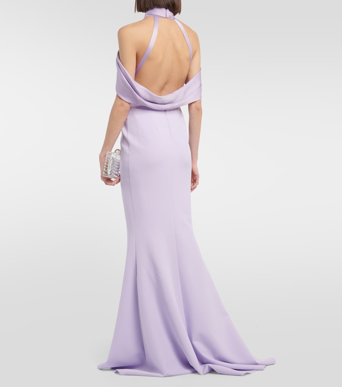 Louella crêpe and satin halterneck gown | Safiyaa