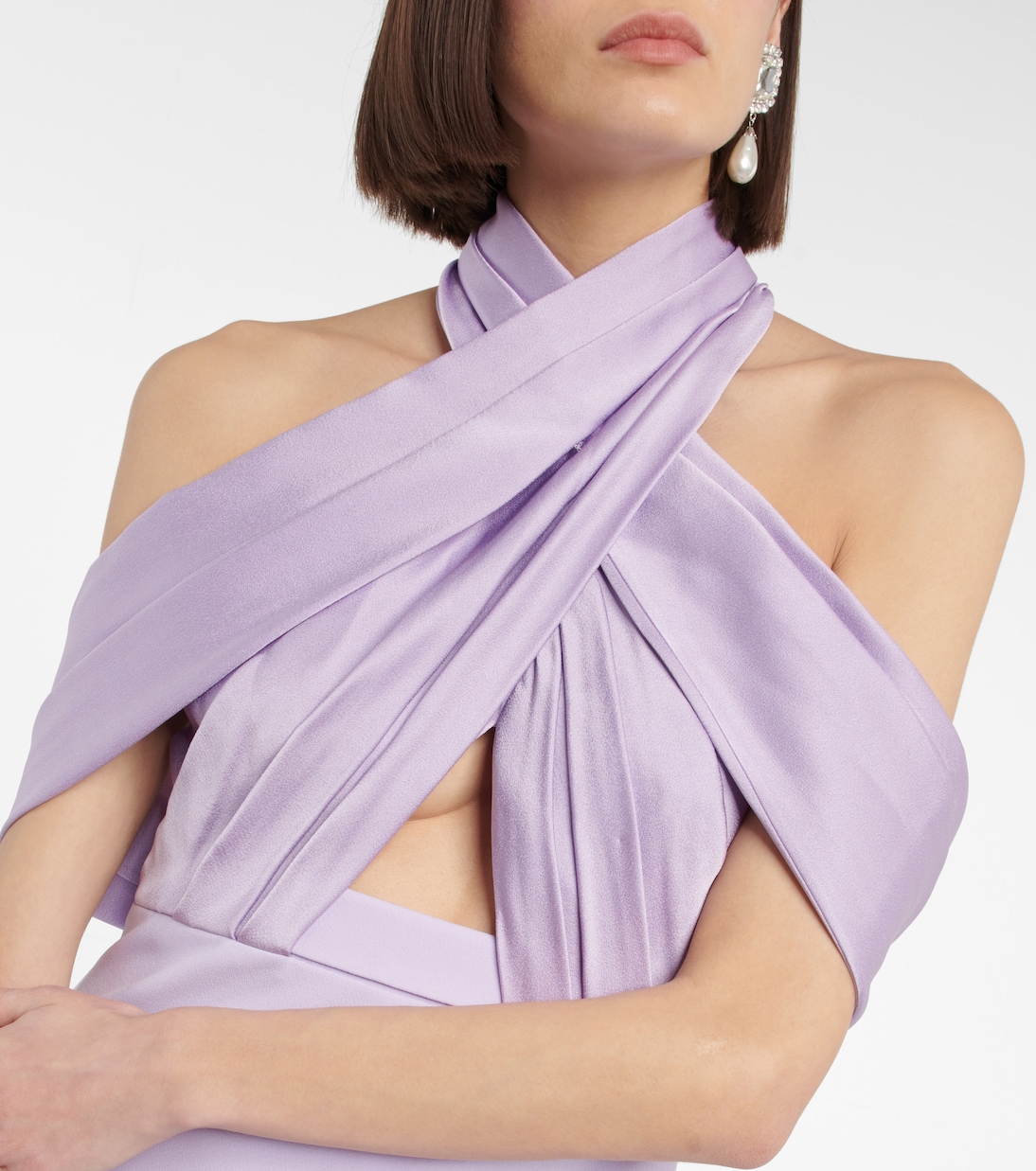 Louella crêpe and satin halterneck gown | Safiyaa