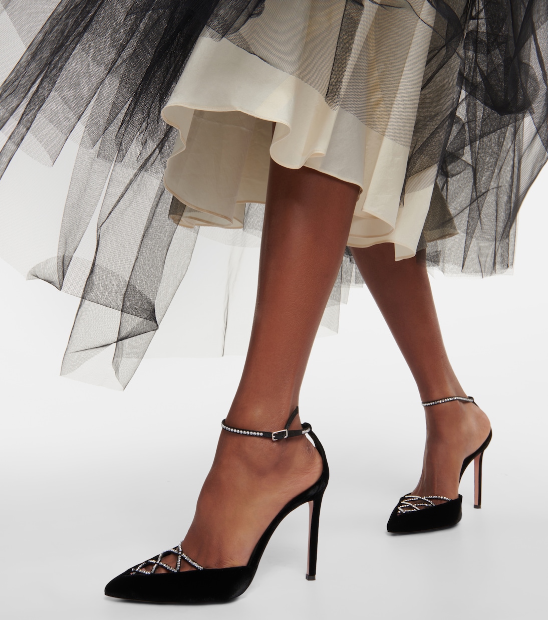 Pumps Audace Crystal 105 aus Samt | Aquazzura