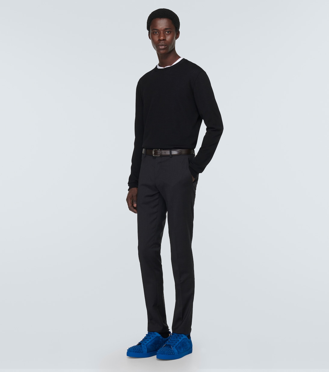 Baskets Louis Junior Spikes en daim | Christian Louboutin