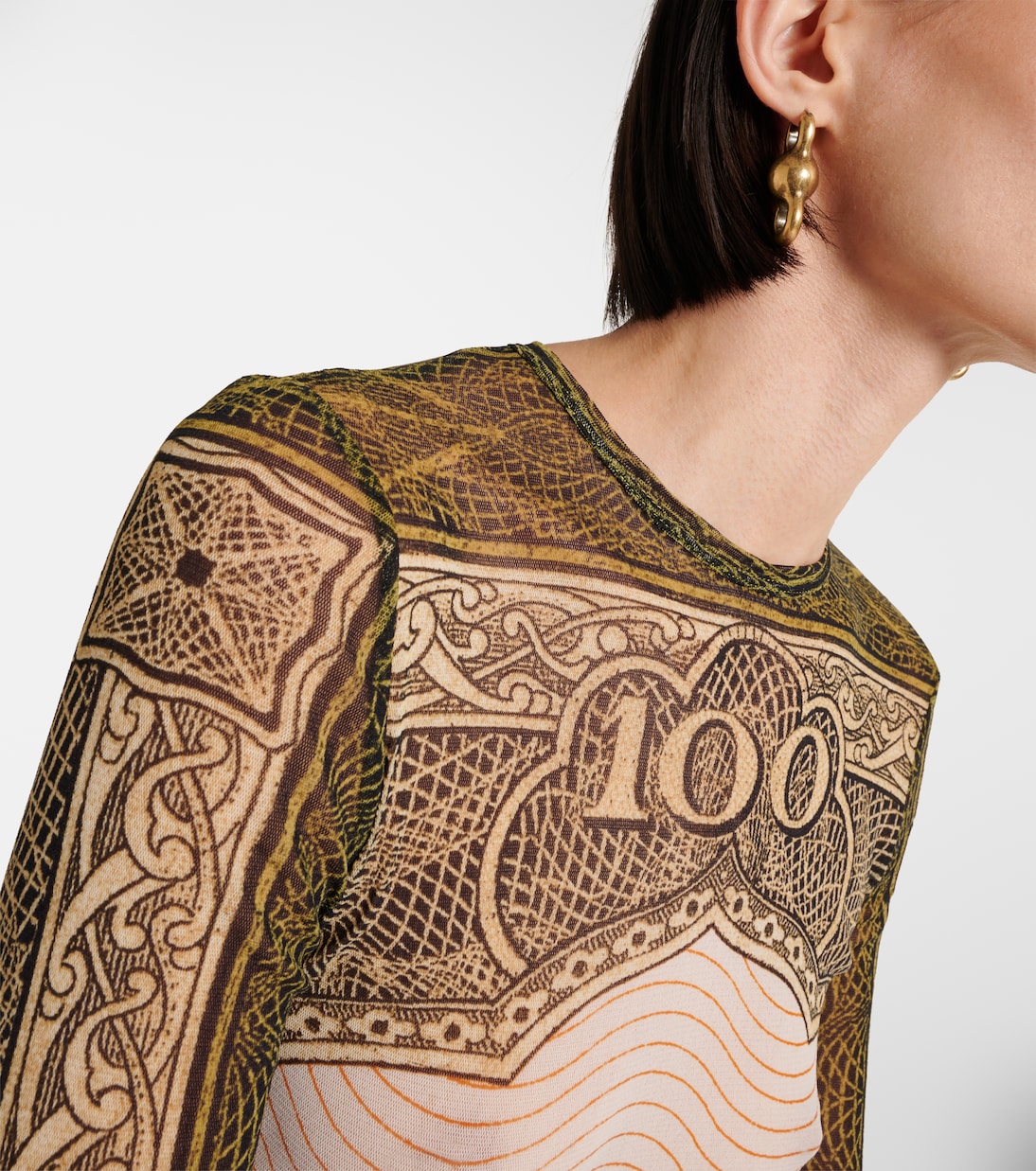 Abito lungo in mesh con stampa | Jean Paul Gaultier
