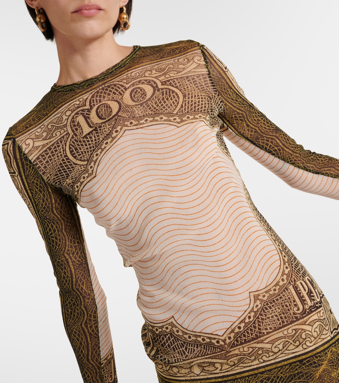 Abito lungo in mesh con stampa | Jean Paul Gaultier