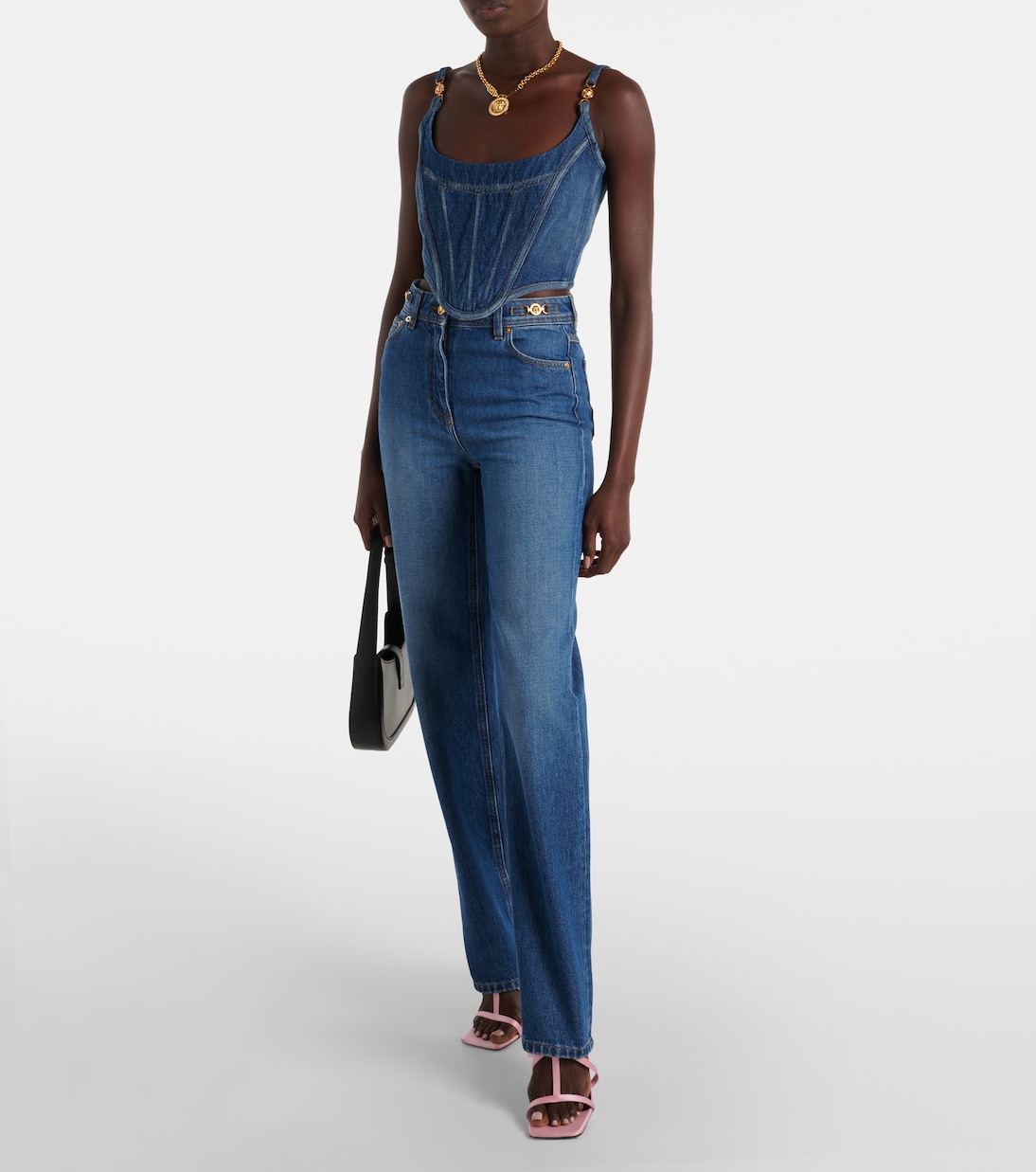 Medusa '95 denim bustier | Versace