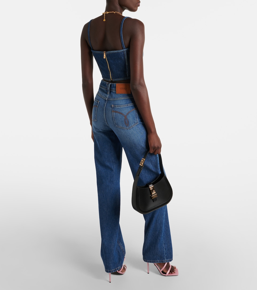 Medusa '95 denim bustier | Versace