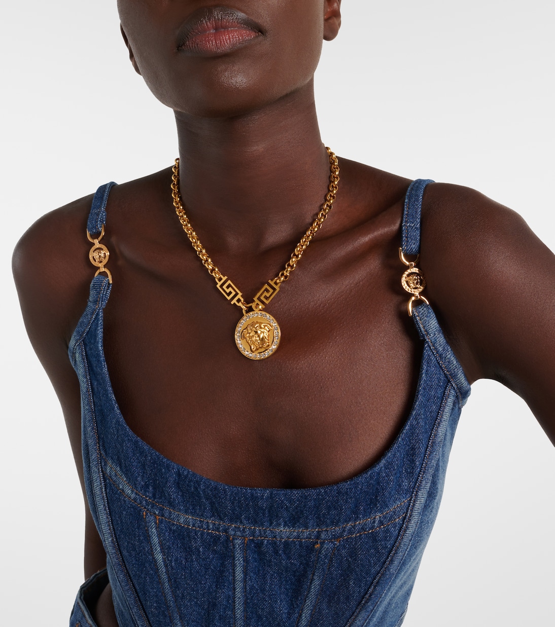 Medusa '95 denim bustier | Versace
