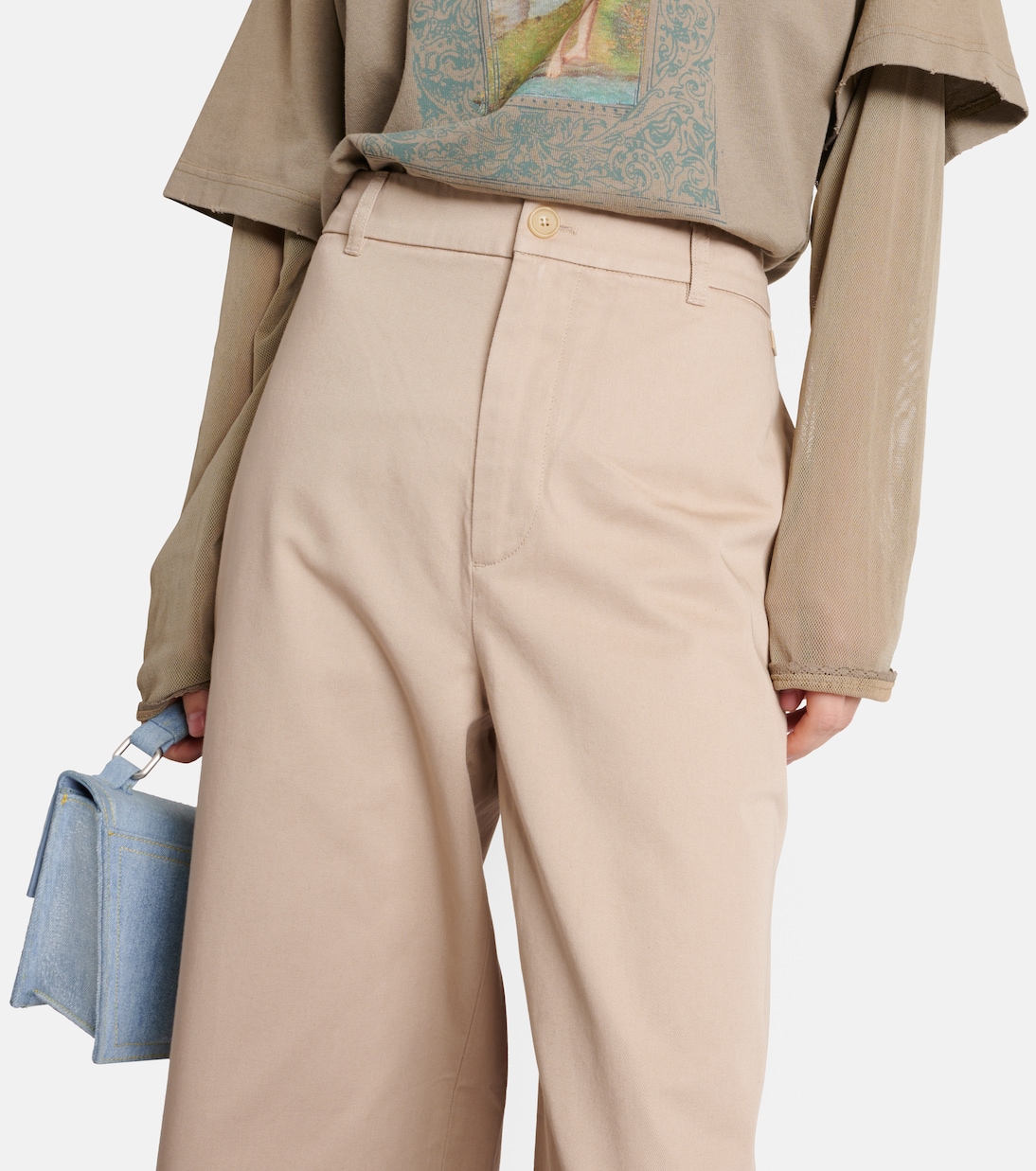 Pablo cotton twill wide leg pants in beige Acne Studios Mytheresa
