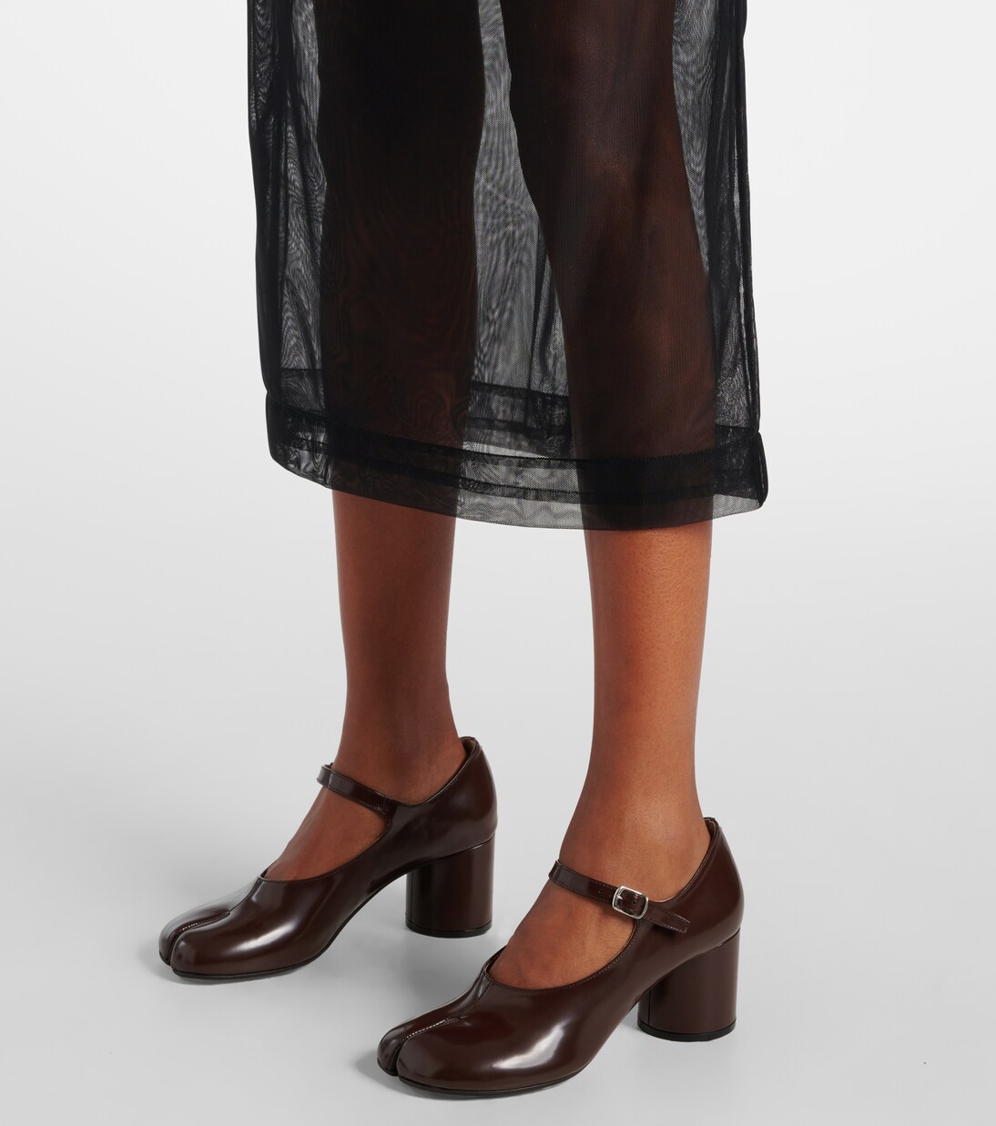 Tabi leather Mary Jane pumps in brown - Maison Margiela