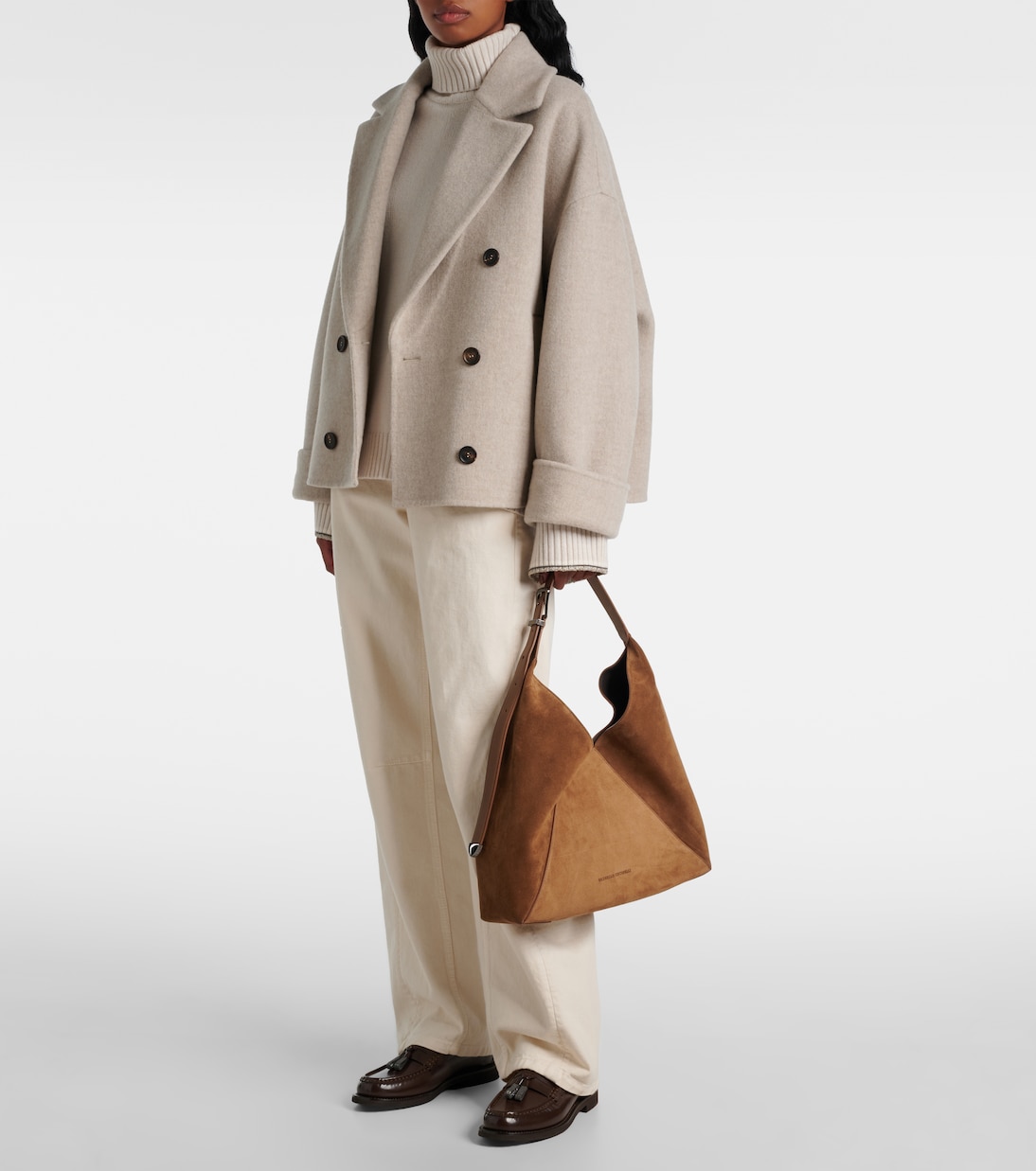 Borsa a spalla Large in suede | Brunello Cucinelli