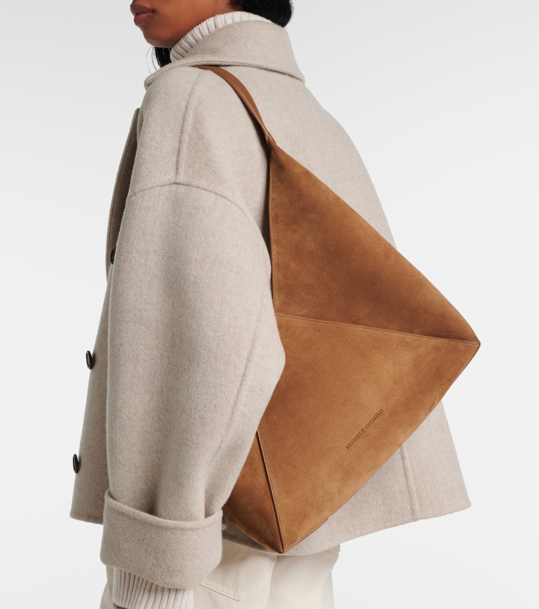 Borsa a spalla Large in suede | Brunello Cucinelli