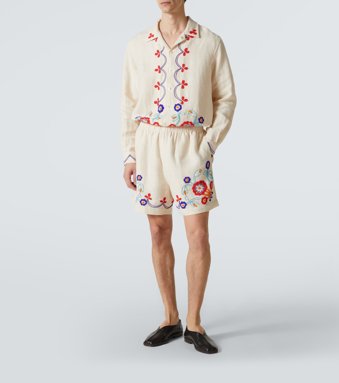 Verzierte Shorts Garden Party aus Leinen | Bode