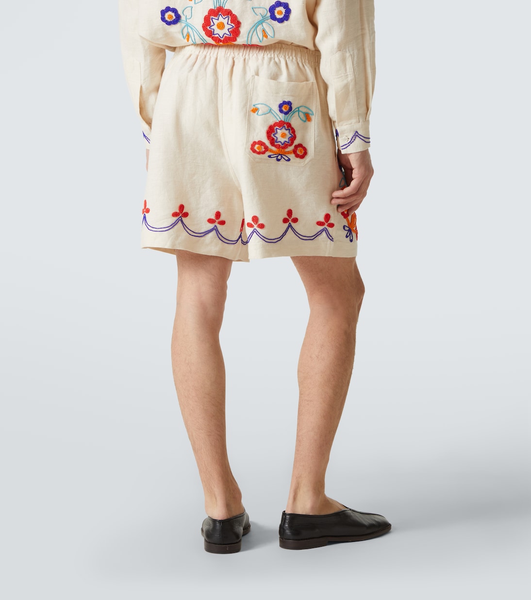 Verzierte Shorts Garden Party aus Leinen | Bode