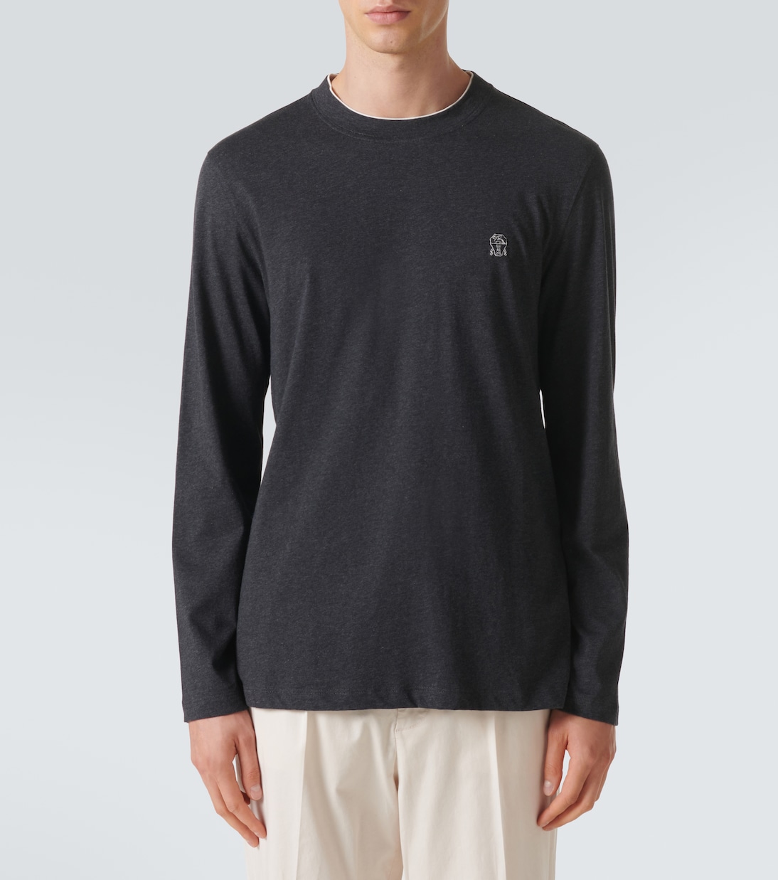 T-shirt in jersey di cotone con logo | Brunello Cucinelli