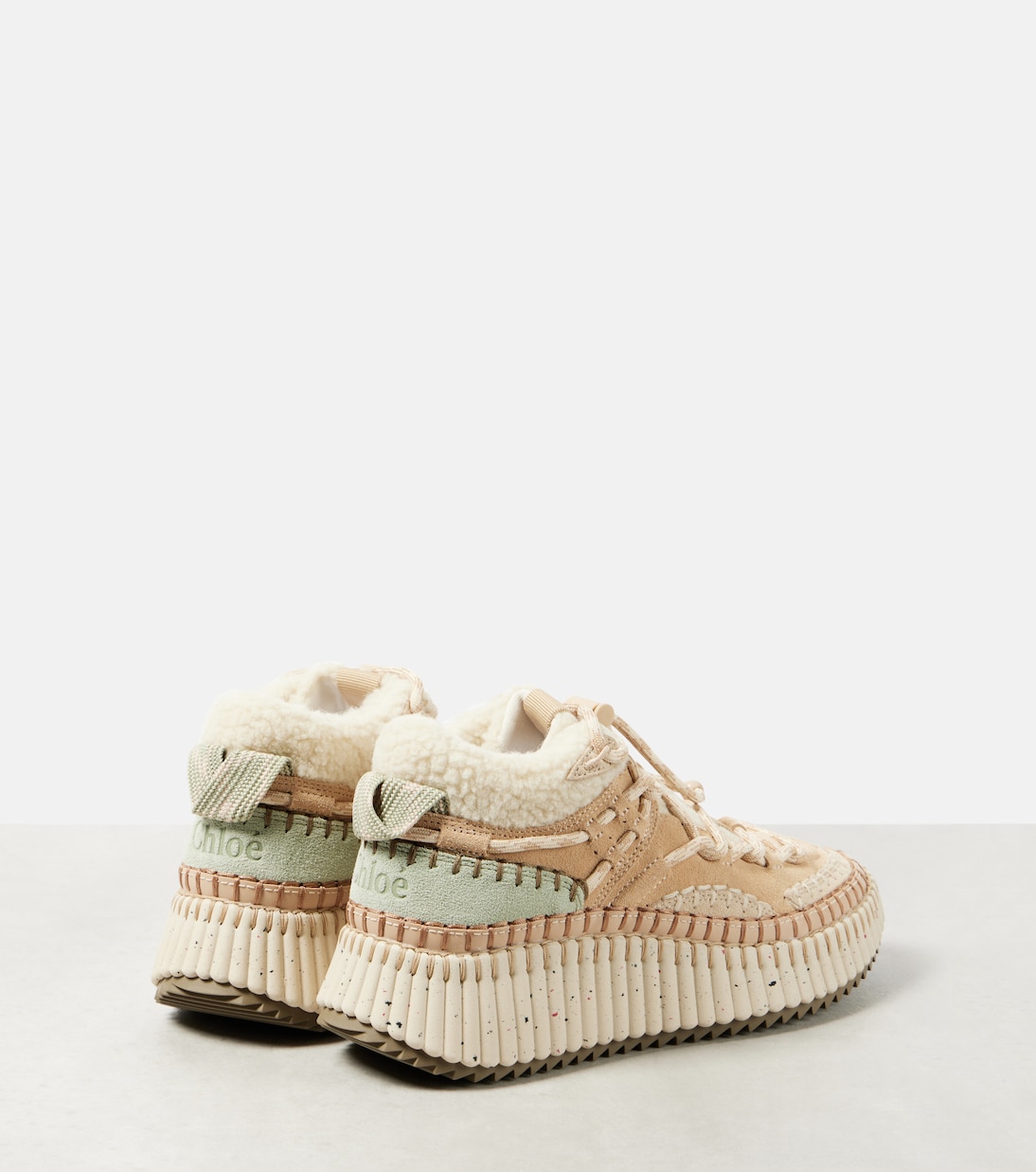 Nama shearling-lined suede sneakers | Chloé