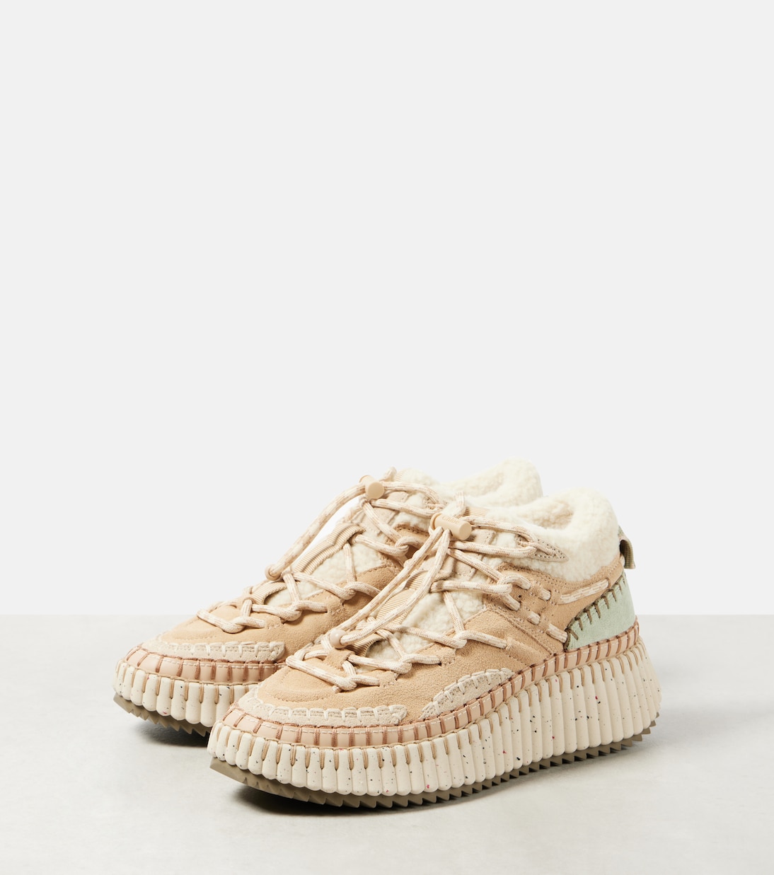 Nama shearling-lined suede sneakers | Chloé