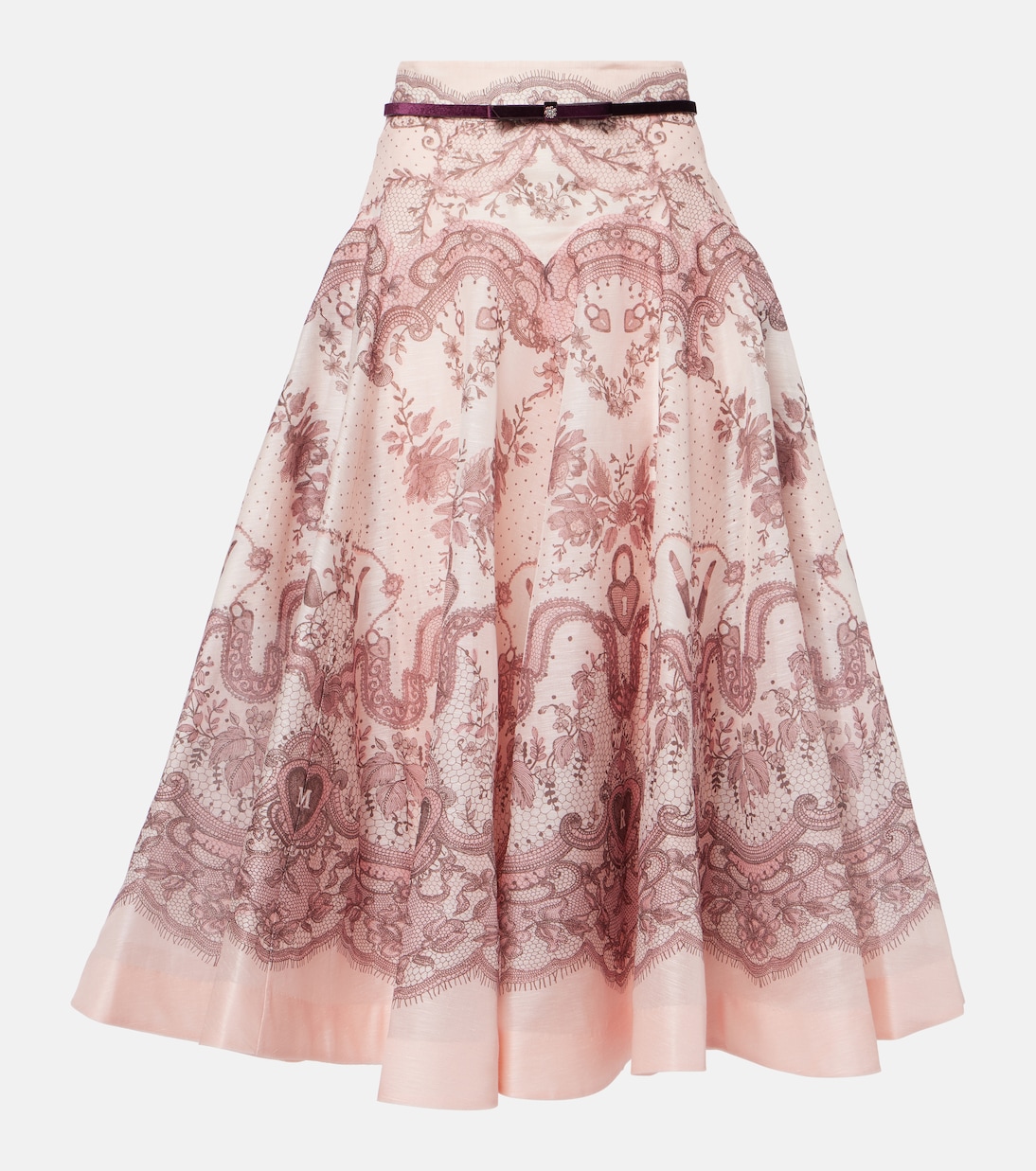 Falda midi Crush Flared de lino y seda | Zimmermann